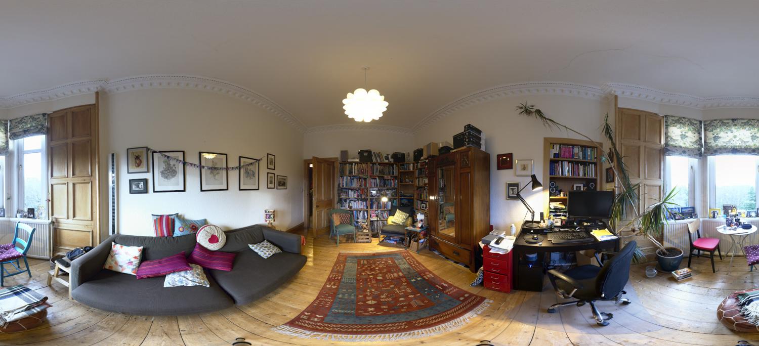 spherical panorama of our living room